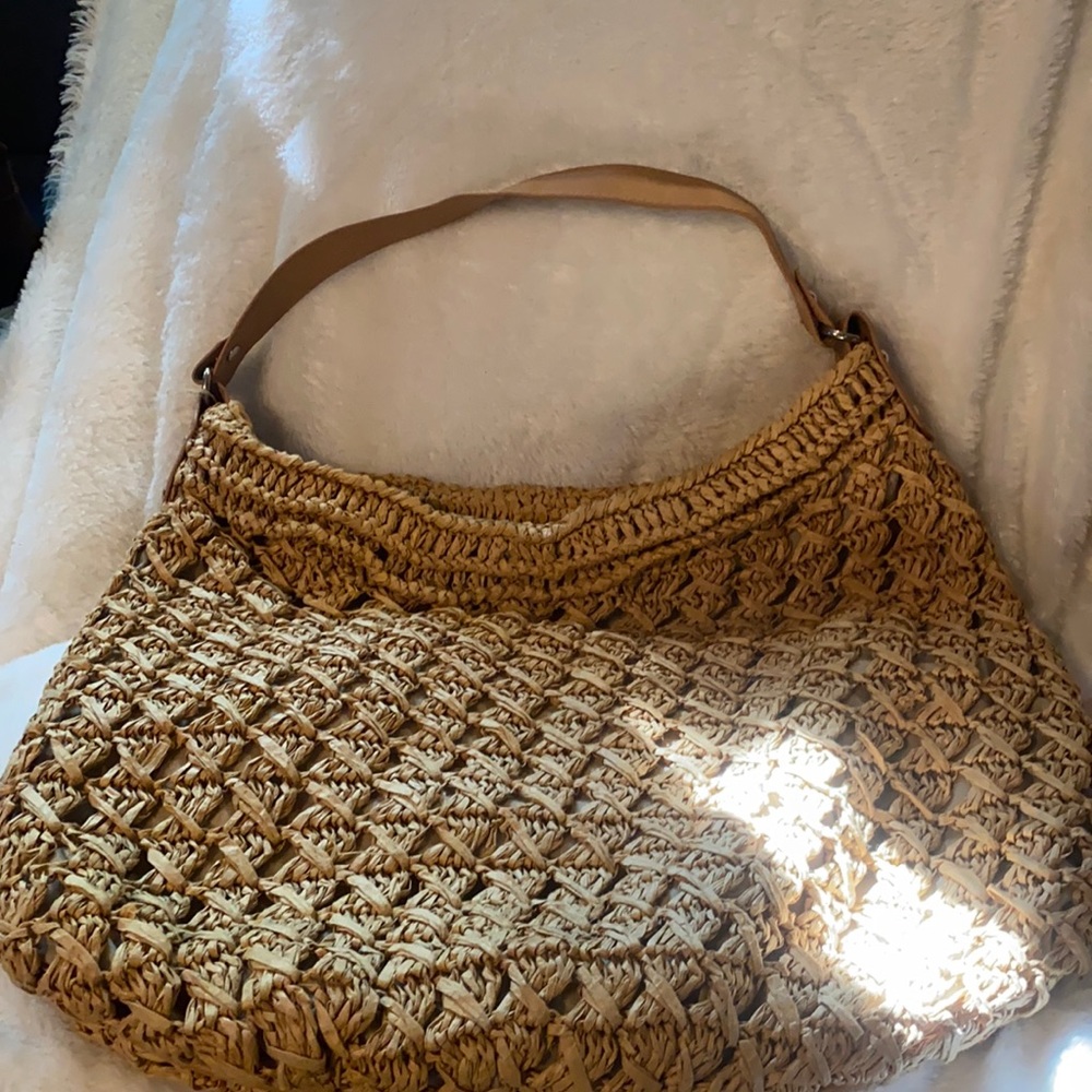 Magid black woven straw purse
